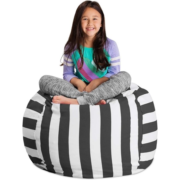 Stuffed Animal Storage Bean Bag Chair Cover Kids Bedroom Toy Organizer - Picture 1 of 15